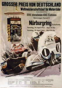 "GROSSER PREIS NÜRBURGRING 1965" Affiche originale entoilée  VAN HUSEN  64x88cm - Picture 1 of 1
