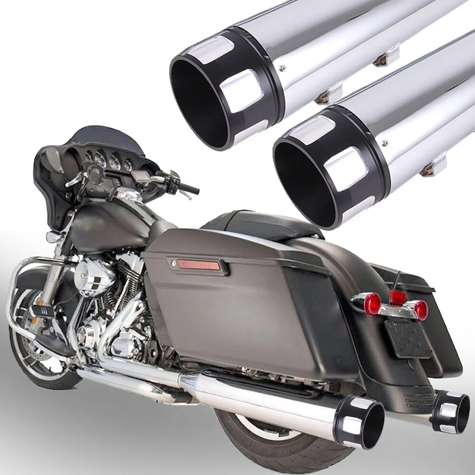 DNA 4" Megaphone Exhaust Pipes Slip-On Mufflers For 95-16 Harley Road King Glide - Image 1 of 4
