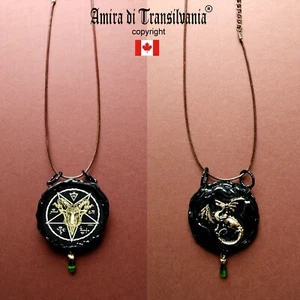 dragon necklace pendant gothic medallion jewelry satan satanic symbol sigil seal - Picture 1 of 24