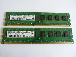2x 4GB Only for AMD Long Dimm 8GB 1600MHz DDR3 RAM PC-12800U PC RAM Kit - Bild 1 von 2