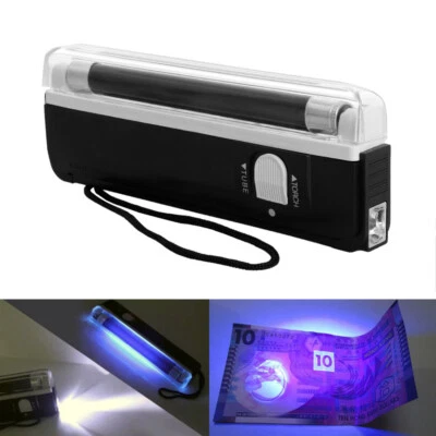Portable Handheld UV Light Torch Blacklight Counterfeit Bill Money Detector 2in1 - Image 1 of 4