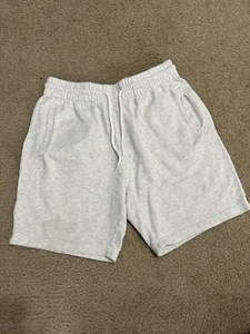 H&M pantaloncino uomo grigio chiaro coulisse tasche regular fit taglia large (macchiato) - Foto 1 di 4