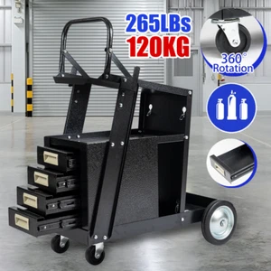4-Drawer Welding Trolley Cart Welder Cabinet MIG TIG ARC Plasma Cutter Bench - Picture 1 of 8