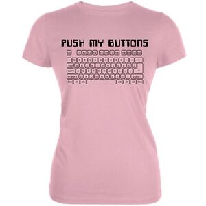 Push My Buttons Pink Juniors Soft T-Shirt