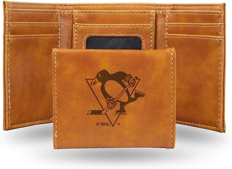 Rico Industries Laser Engraved Trifold Wallet, Pittsburgh Penguins Cover