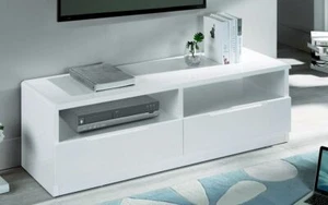 2 Drawer White Gloss TV Unit W130cm x D40cm x H45cm HATTAN - Picture 1 of 5
