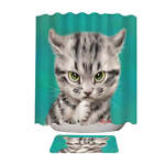 Cute Grey Striped Threatening Kitty Cat Shower Curtains