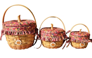 Longaberger 1995 1996 1997 Pumpkin Basket Set Combo Liner Lid Protector Tie-On - Picture 1 of 20