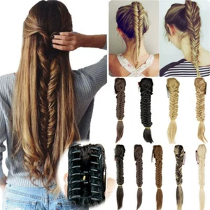 21/24'' Braided Ponytail Clip Drawstring Long Synthetic Hair Thick Ponytail Wigs - Picture 1 of 30