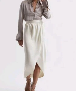 Reiss Tyra High- Low Silk Wrap Skirt Size 12- Bridal, Rehearsal - Picture 1 of 10