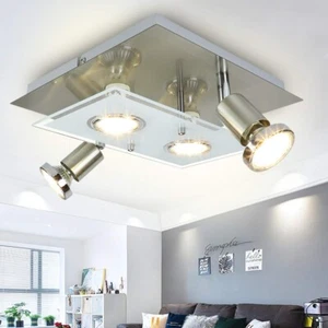 4 Way Plate Led Ceiling Spotlight,Rotatable Ceiling Lights Brushed for Room - Picture 1 of 29