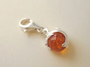 Charm Anhänger Delfin echter baltischer Bernstein 925 Sterling Silber CS27  - Bild 1 von 2
