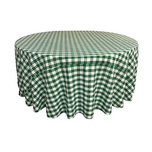 LA Linen Polyester Gingham Checkered 132-Inch Round Tablecloth. Made in USA - Picture 1 of 9