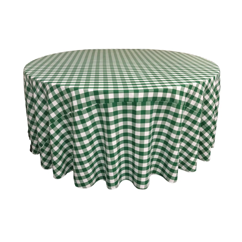 LA Linen Polyester Gingham Checkered 132-Inch Round Tablecloth. Made in USA - Image 1 of 1