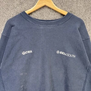 Vintage Champion Reverse Weave Sweatshirt XL Navy 90s USA Bell South ATT Union - Picture 1 of 7