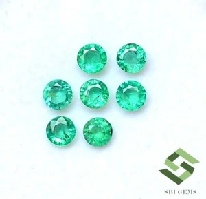 3.50 mm Natural Emerald Round Cut Lot 07 Pcs 1.28 CTS Calibrated Loose Gemstones - Picture 1 of 7