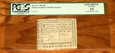 1760 40 Shillings North Carolina VF-35 PCGS Fr#NC-111 APPARENT COLONIAL NOTE - Image 1 of 4