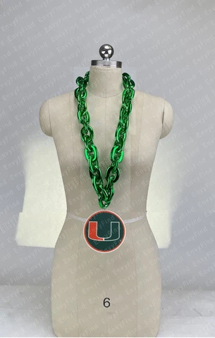 New Miami The U Hurricanes Jumbo Green Big Fan Chain Necklace Foam MI USA Cover