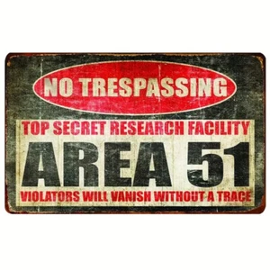 Blechschild Area 51 UFO Aliens Warnung Metallschild Nevada USA Deko 20x30cm - Bild 1 von 3