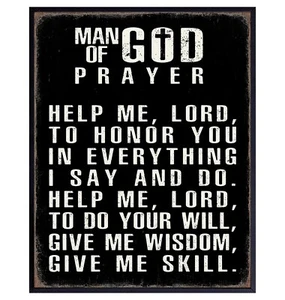 Christian Wall Art For Men LARGE 11x14 - Inspirational Bible Verse Print Sign... - Picture 1 of 8