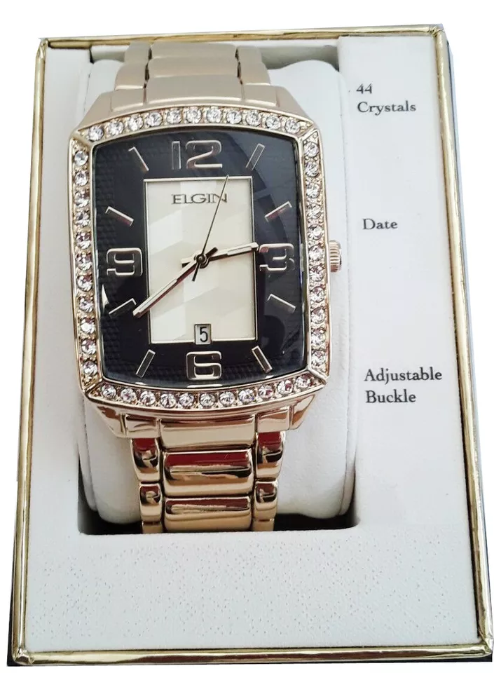 Elgin Mens Square Gold Tone Watch FG160062