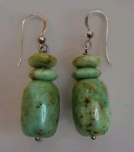 Jay King Desert Rose Trading Green Chalcedony & Sterling Dangle Beaded Earrings - Picture 1 of 7