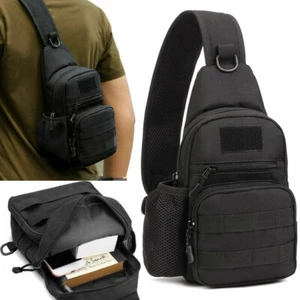 Men's Nylon Shoulder Bag Chest Pack Military Tactical Sling Waterproof Backpack - Picture 1 of 15
