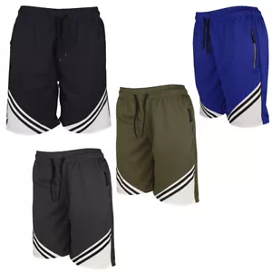 Men's Light Weight Jogger Shorts Draw String Sports Sweat Shorts, Zipper Pockets - Picture 1 of 17