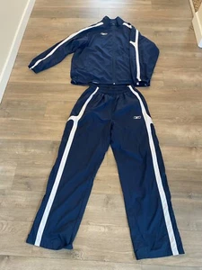 Reebok Lined Track Suit USBA 90s Basketball Athletic Warm Up Blue Nylon EUC - Picture 1 of 9