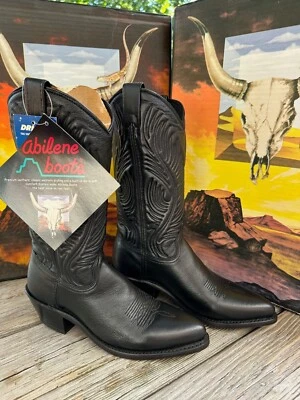 Botas Western Abilene de 11" para dama, color: cuero negro, talla: 6,0 mediana Foto 1 de 4