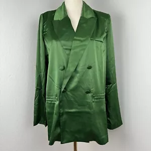 Forever 21 Damen Grün Satin Blazer Gr. L Neu Mit Etikett! St Patrick's Day - Bild 1 von 10