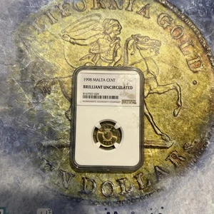 1998 Malta 1 Cent NGC Certified Brilliant Uncirculated Stunning Bronze Coin - Picture 1 of 3