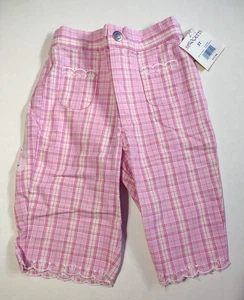 Sprockets Capri Pants Girls 3T Tartan Plaid Pink White Yellow Scalloped - Picture 1 of 10