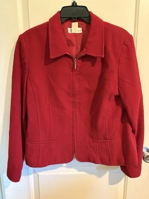 Chaqueta vintage de vellón rojo con cremallera Dressbarn, para mujer talla 14 Foto 1 de 4