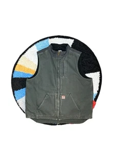 Carhartt Sherpa Gilet Muschio Nero Arenaria Anatra Vintage Abbigliamento da Lavoro V33-355 XL Alto - Foto 1 di 10