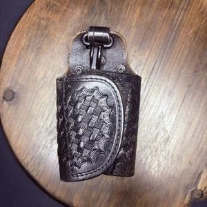Porta llaves de cuero JS cesta tejido bastante guardián de llaves con clip - Imagen 1 de 11