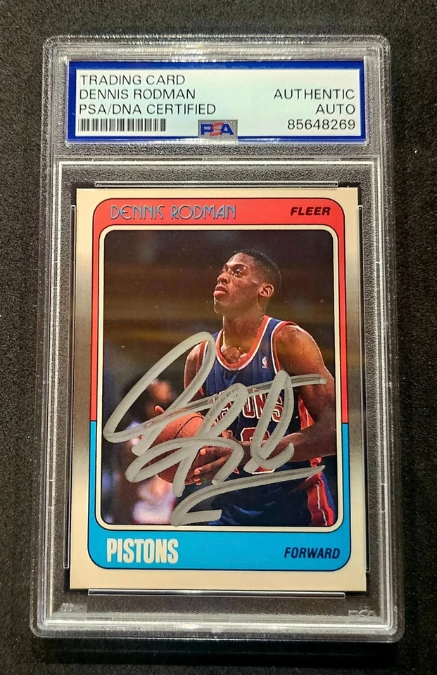 Fleer #43 1988 Dennis Rodman novato tinta plateada autógrafo PSA auténtico automático patio Foto 1 de 1