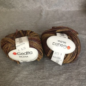 Gedifra Milena Yarn Cotton Polyester 50g Cake Lot of 2 Made in Italy New - Picture 1 of 9
