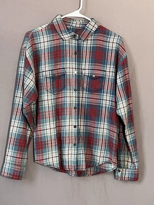 Camisa de franela Joe's para hombre talla M roja gris con botones a presión manga larga abotonada Foto 1 de 4