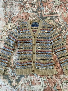 Polo Ralph Lauren Fair Isle Cardigan 100% Wool Size S - Picture 1 of 10