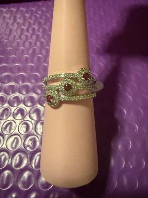 Bomb Party RBP7735 “The Flora Ring” Lab Created Ruby Rhodium Plated Ring Sz 11 - Image 1 of 4