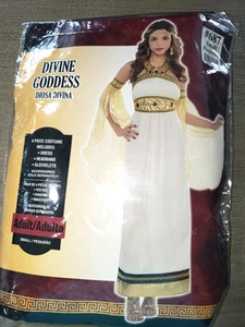DIVINA DIOSA 4 PIEZAS DISFRAZ HALLOWEEN VESTIDO DIADEMA MANGAS ¡NUEVO ELEGANTE! - Imagen 1 de 2