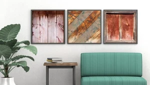 Set of THREE - Abstract Tin Metal Rusted Reclaimed Wood, Fine Art Photography - Picture 1 of 6