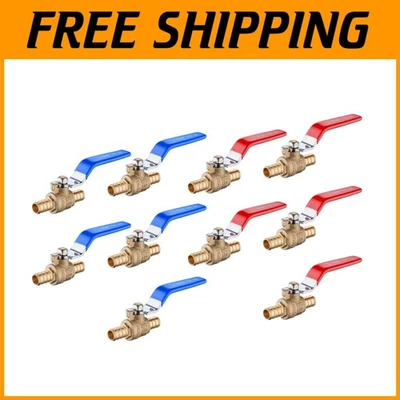 Durable 3/4 Inch PEX Brass Shut-off Ball Valve Set - 10 Valve Pack for Plumbing - Image 1 of 4