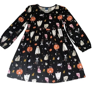 Old Navy Toddler Girls Halloween Print Long Sleeve Cotton Dress Black 5T NWT - Picture 1 of 11