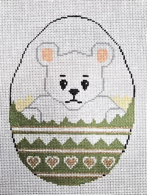Signed Hand-Painted Needlepoint Bear In Easter Egg #140-E Canvas 18 Ct - Image 1 of 4