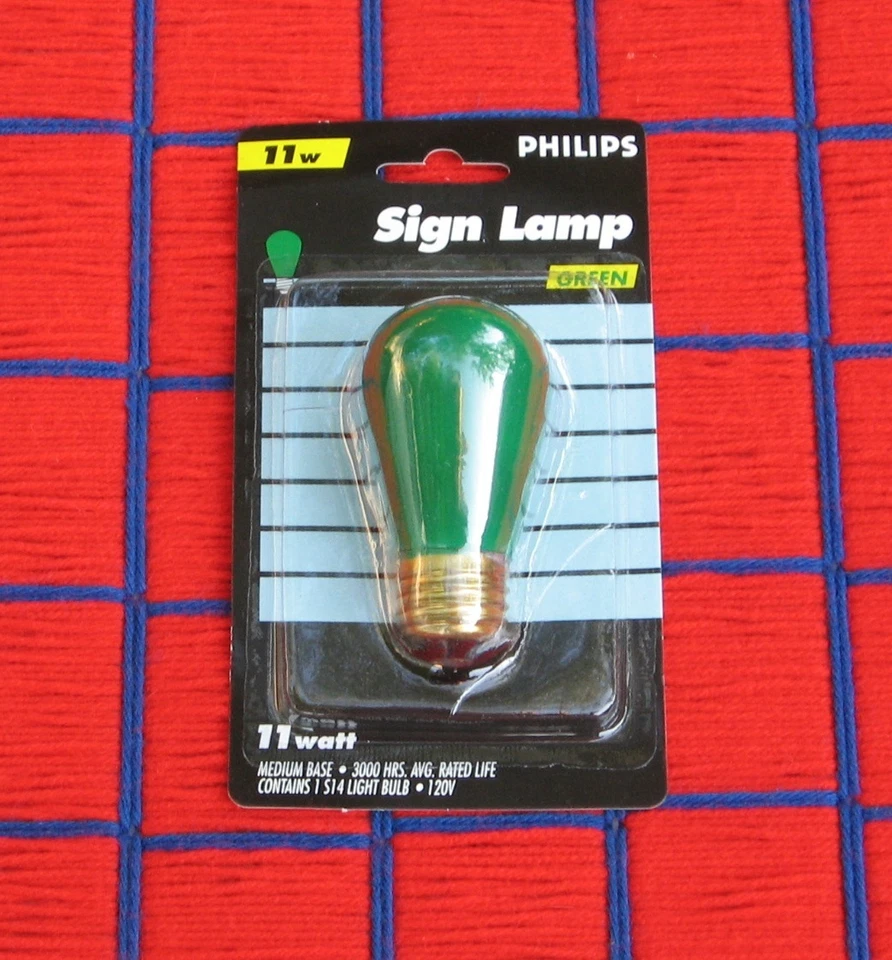 Christmas S14 Mardi Gras GREEN sign 11S14 outdoor 11w string LIGHT BULB 7¢* ship - Image 1 of 1