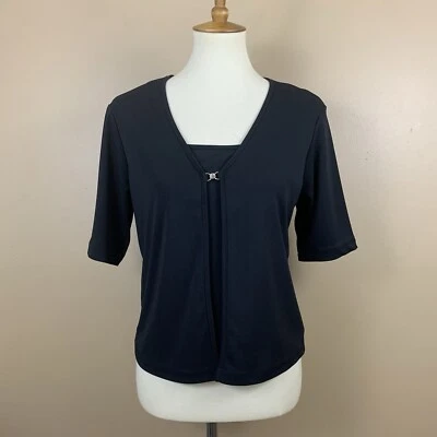 Cárdigan Top Minimalista Vintage Años 90 Envoltura Mujer Mediano Negro En Capas EE. UU. Y2K Foto 1 de 4