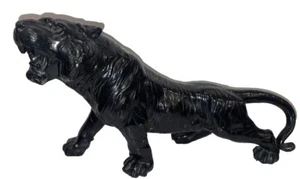 Antigua estatua de arte decorativo de tigre rugiente figura de gato grande al acecho - Imagen 1 de 13