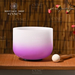 CVNC 432Hz 6"B Crown Chakra Color Crystal Singing Bowl Sound Healing Reiki Yoga - Picture 1 of 1